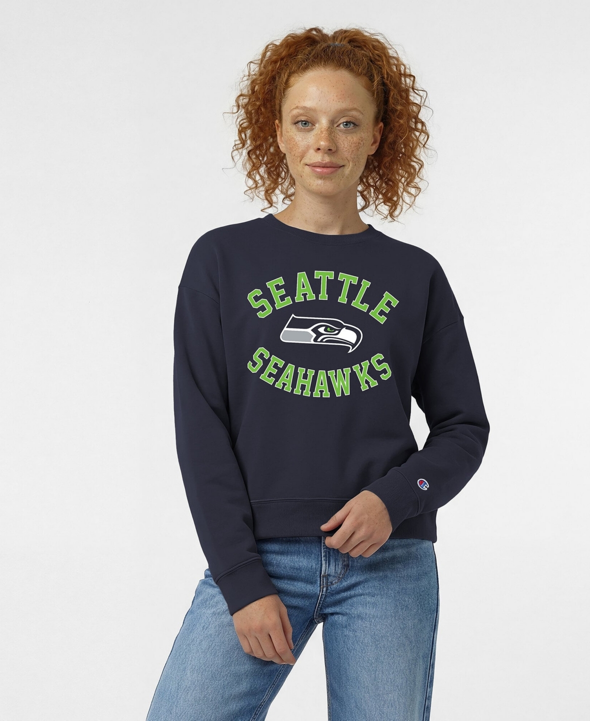 Champion Women's College Navy Seattle Seahawks Heart Soul Powerblend Sweatshirt - College Navy