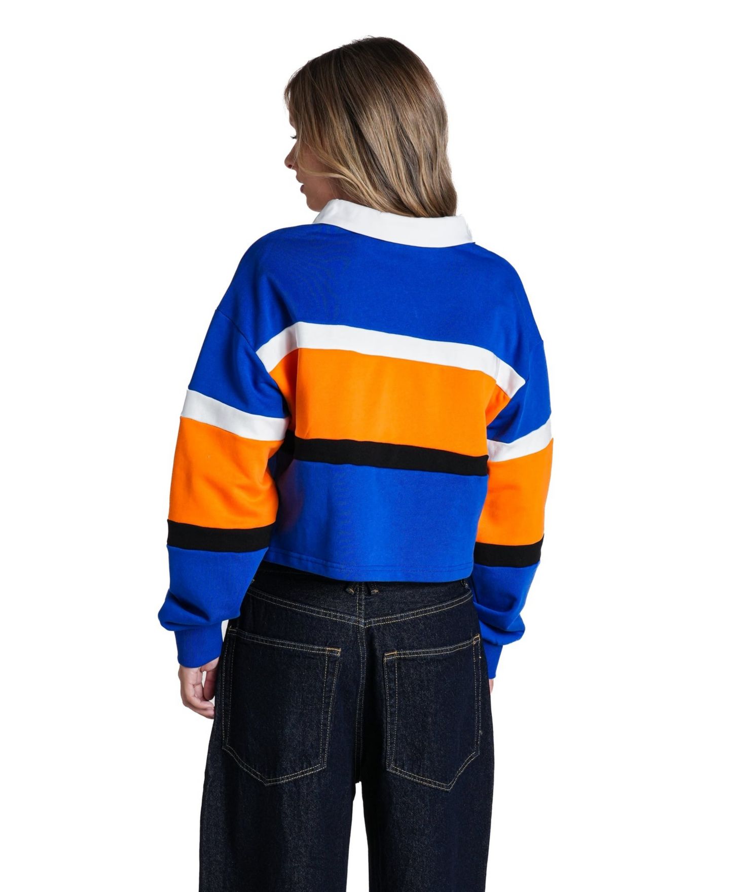 Женское поло The Wild Collective Blue New York Knicks Long-Sleeve Crop Polo — фото 2