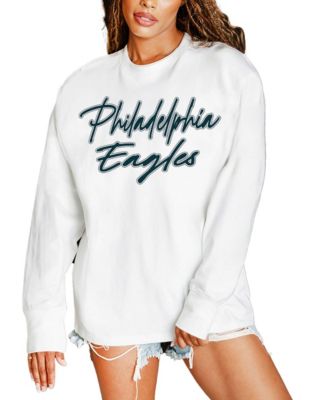 Women's White Philadelphia Eagles Classic Comeback Oversized Long-Sleeve T-Shirt