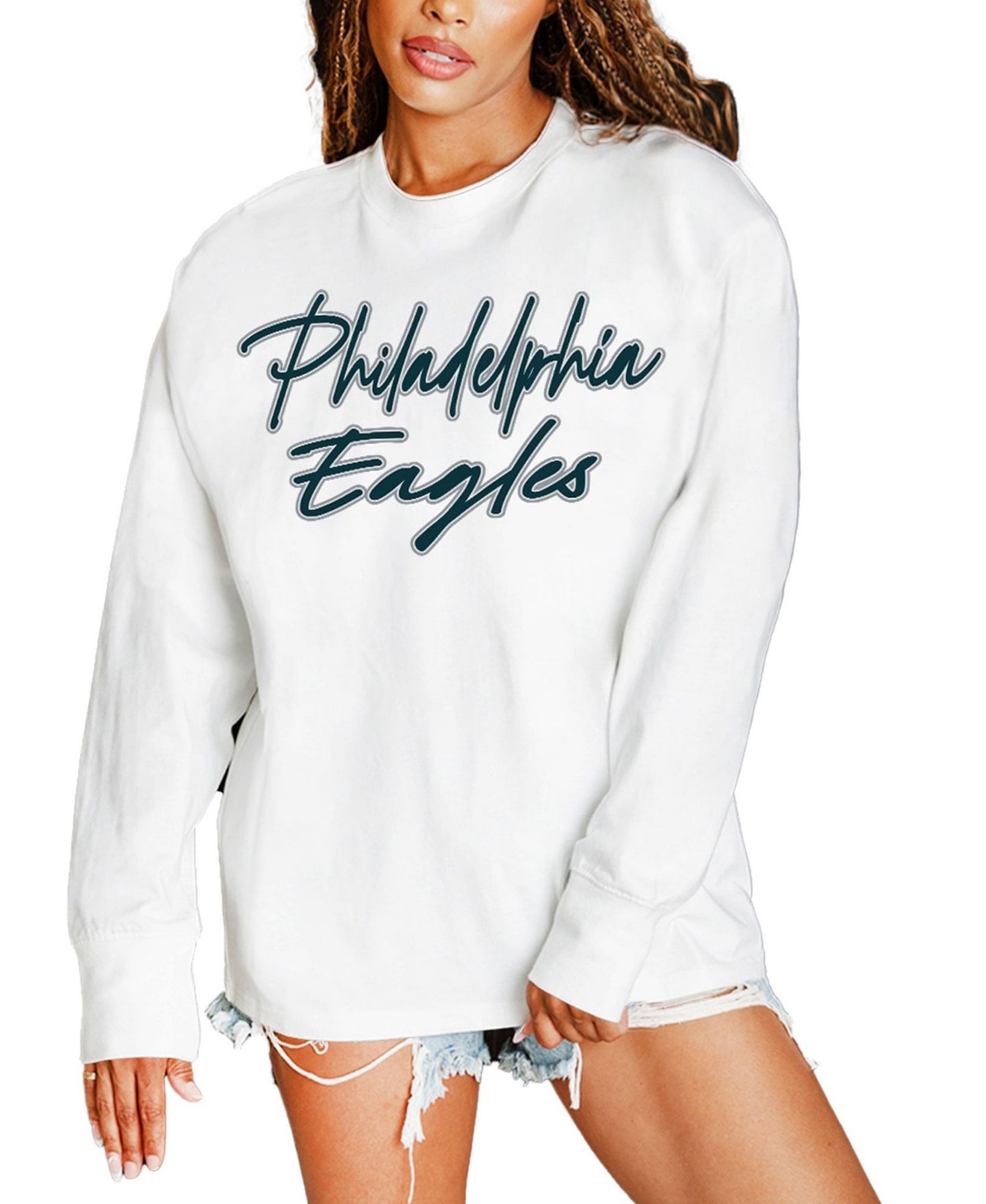 Женская футболка Gameday Couture White Philadelphia Eagles Classic Comeback Oversized Long-Sleeve — фото 1