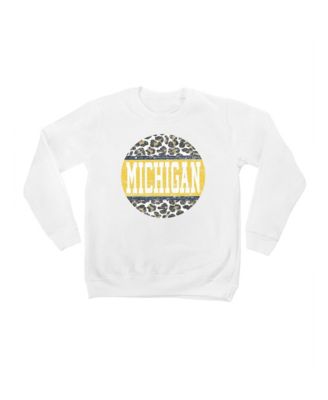 Big Boys' and Girls' White Michigan Wolverines Scoop Score Pullover Sweatshirt