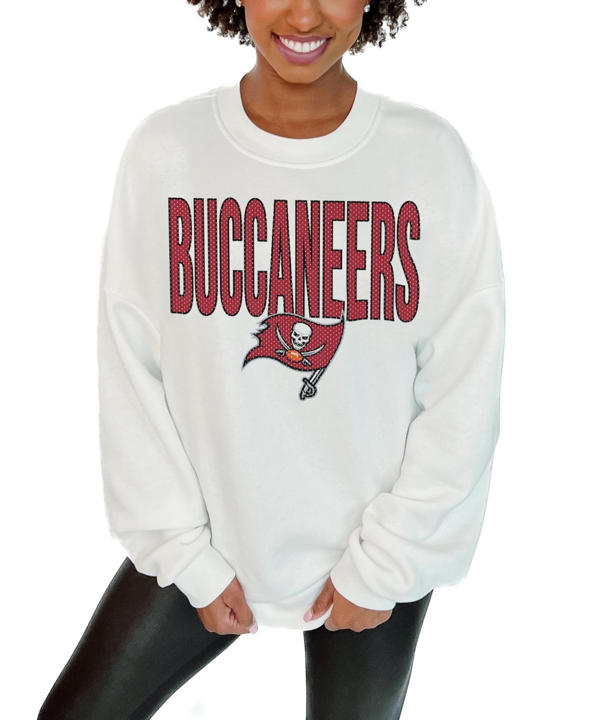 Gameday Couture Women's White Tampa Bay Buccaneers Just Go With It Oversized Long-Sleeve Crewneck Sweatshirt - White