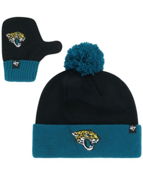 '47 Brand Toddler Black Jacksonville Jaguars Bam Bam Cuffed Knit Pom Hat & Mittens Set