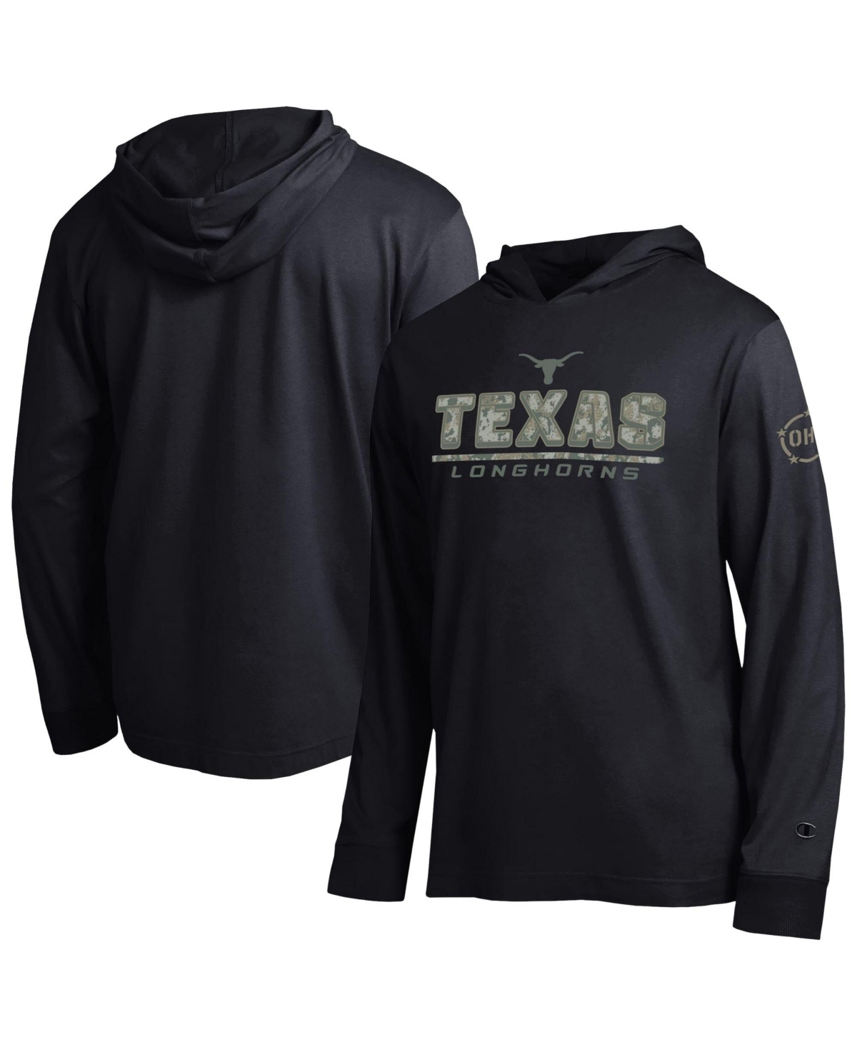 Champion Men's Black Texas Longhorns Operation Hat Trick Camo Script Hooded Long-Sleeve T-Shirt - Black