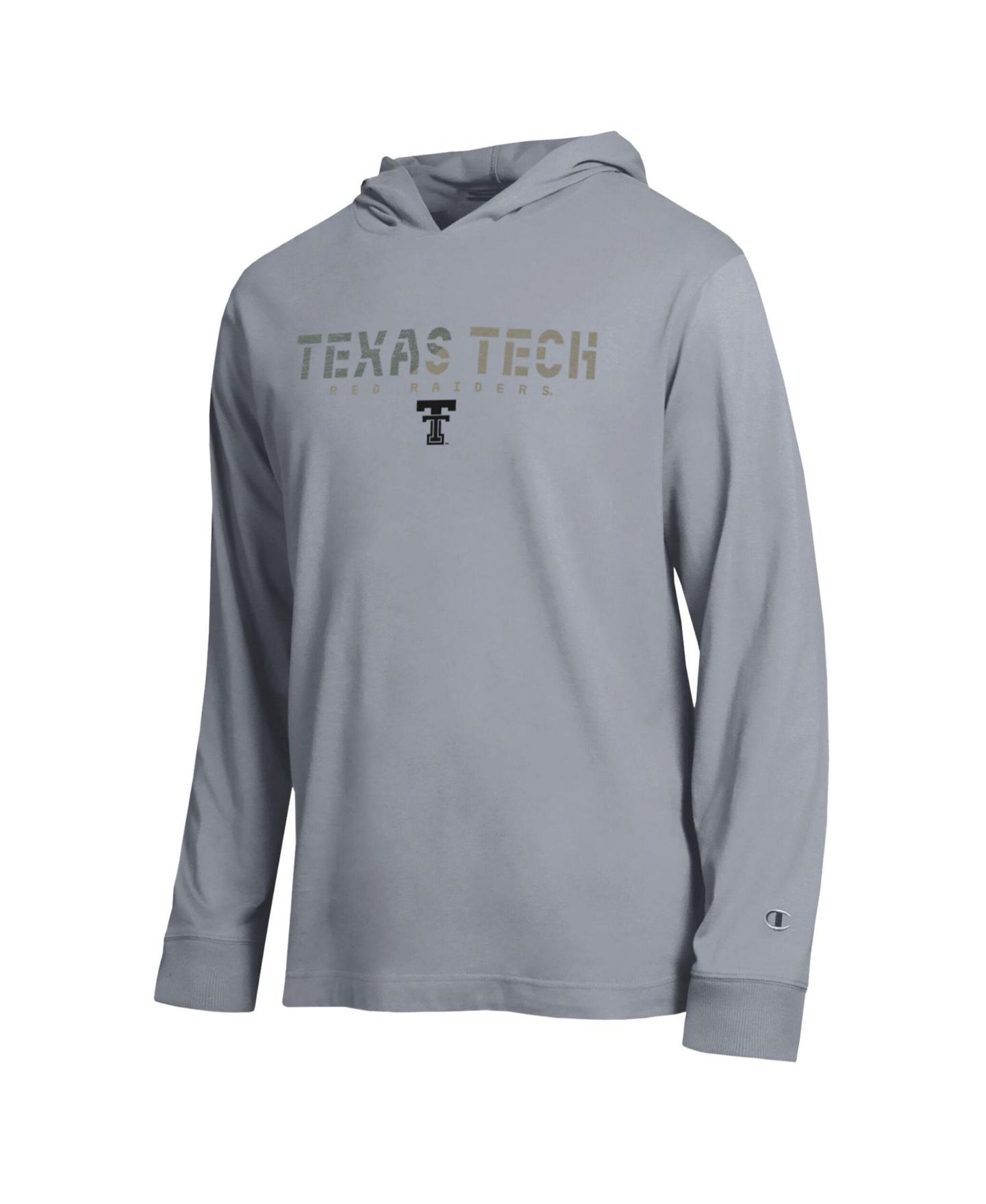 Мужская футболка Champion Heather Gray Texas Tech Red Raiders Operation Hat Trick Flag Hooded Long-Sleeve — фото 2