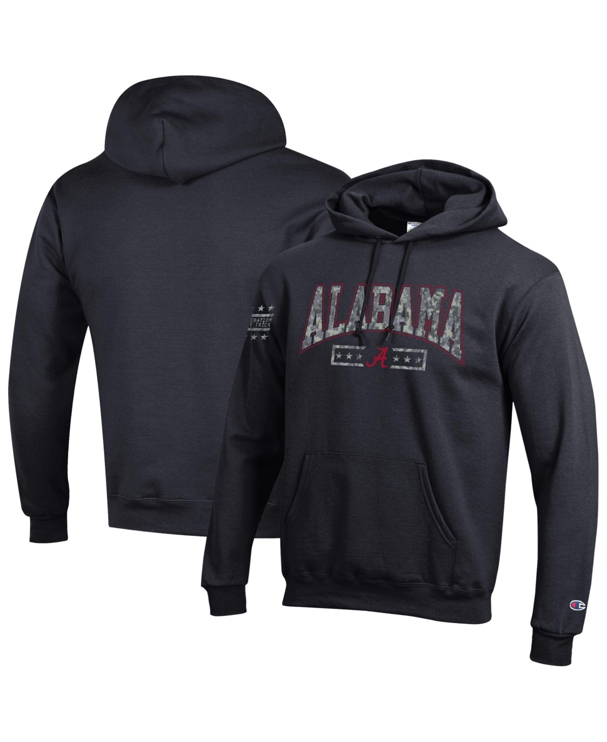 Champion Men's Black Alabama Crimson Tide Operation Hat Trick Camo Script Powerblend Fleece Hoodie - Black