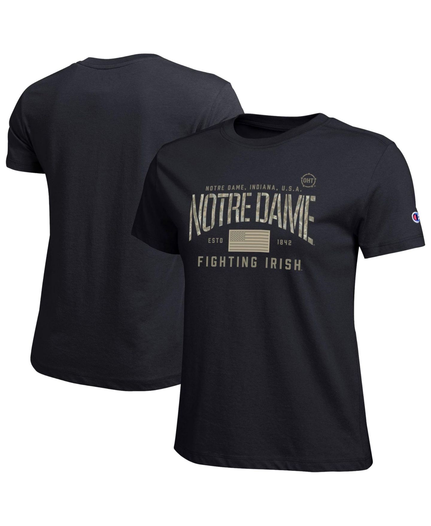 Женская футболка Champion Black Notre Dame Fighting Irish Operation Hat Trick Core — фото 1