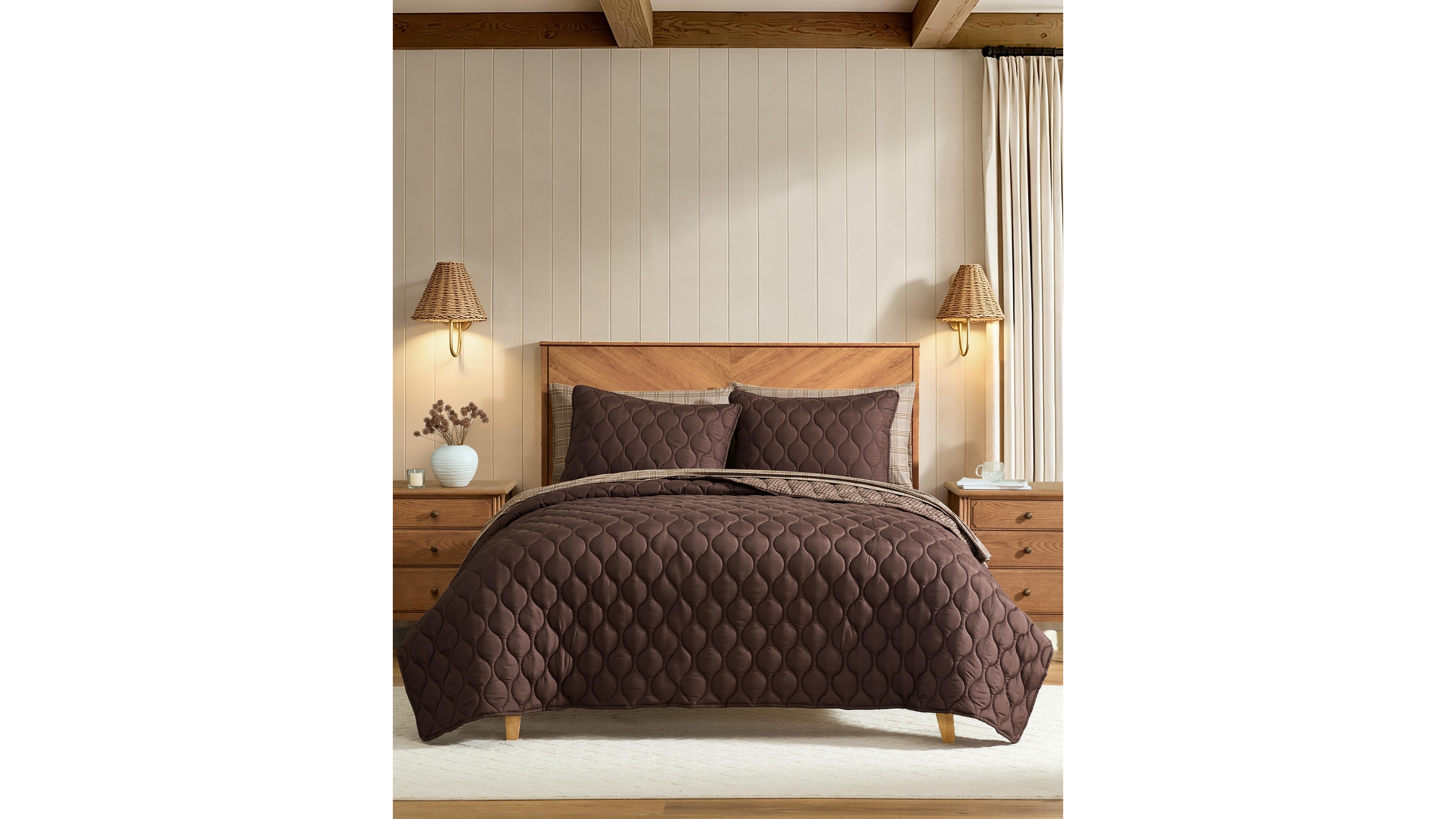 Nautica Ogee Stitch Microfiber 3-Piece Quilt Set, King