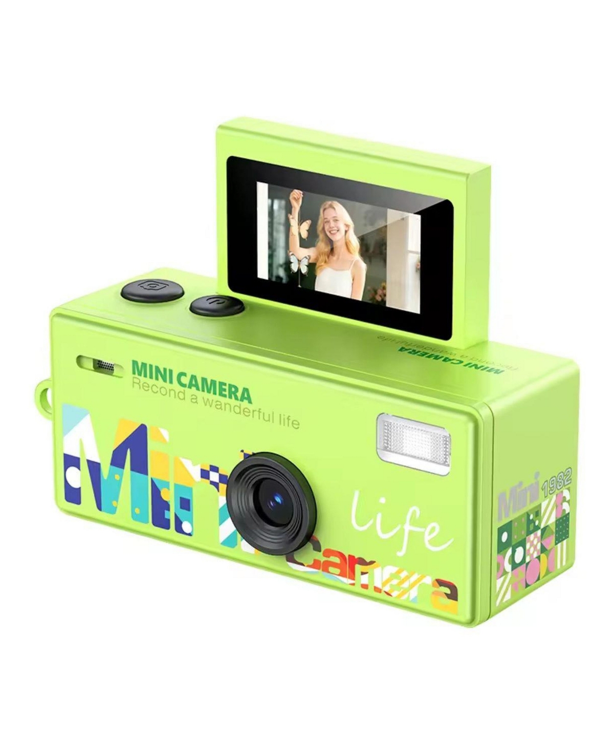 Aries Mini Keychain Digital Camera With Flip Display - Green