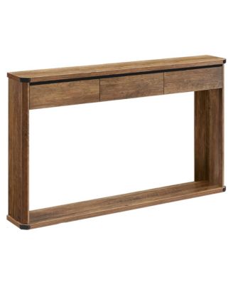 Modern Narrow Console Table with Drawers and Bottom Shelf Storage
