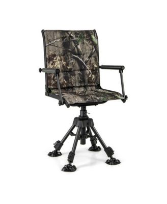 Folding Swivel Patio Chair with 4 Adjustable Leg, for Camping, Travel and Outdoor Recreation