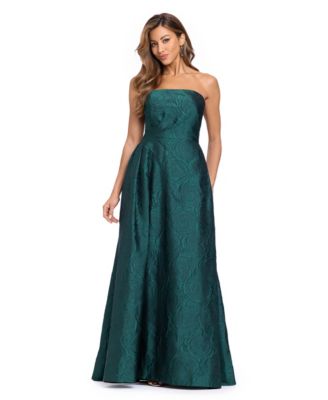 Petite Bradley Strapless Floral-Brocade A-Line Maxi Dress