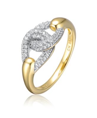 Sterling Silver Brilliant CZ Pav&eacute; Interlocking Knot Statement Ring