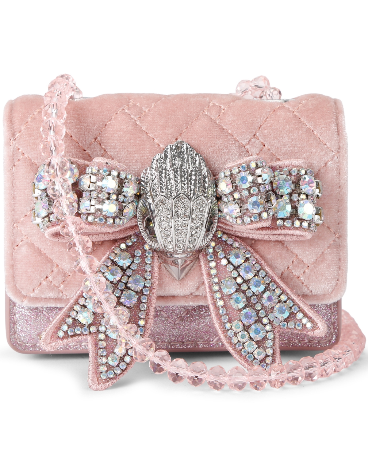 Kurt Geiger London Micro Kensington Velvet Bow Mini Crossbody Handbag - Light/Pastel Pink