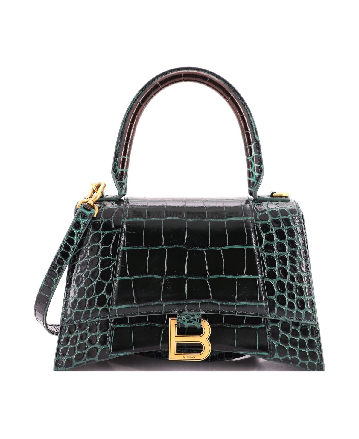 Pre-Owned Balenciaga Small Hourglass Top Handle Bag Embossed Leather - Green