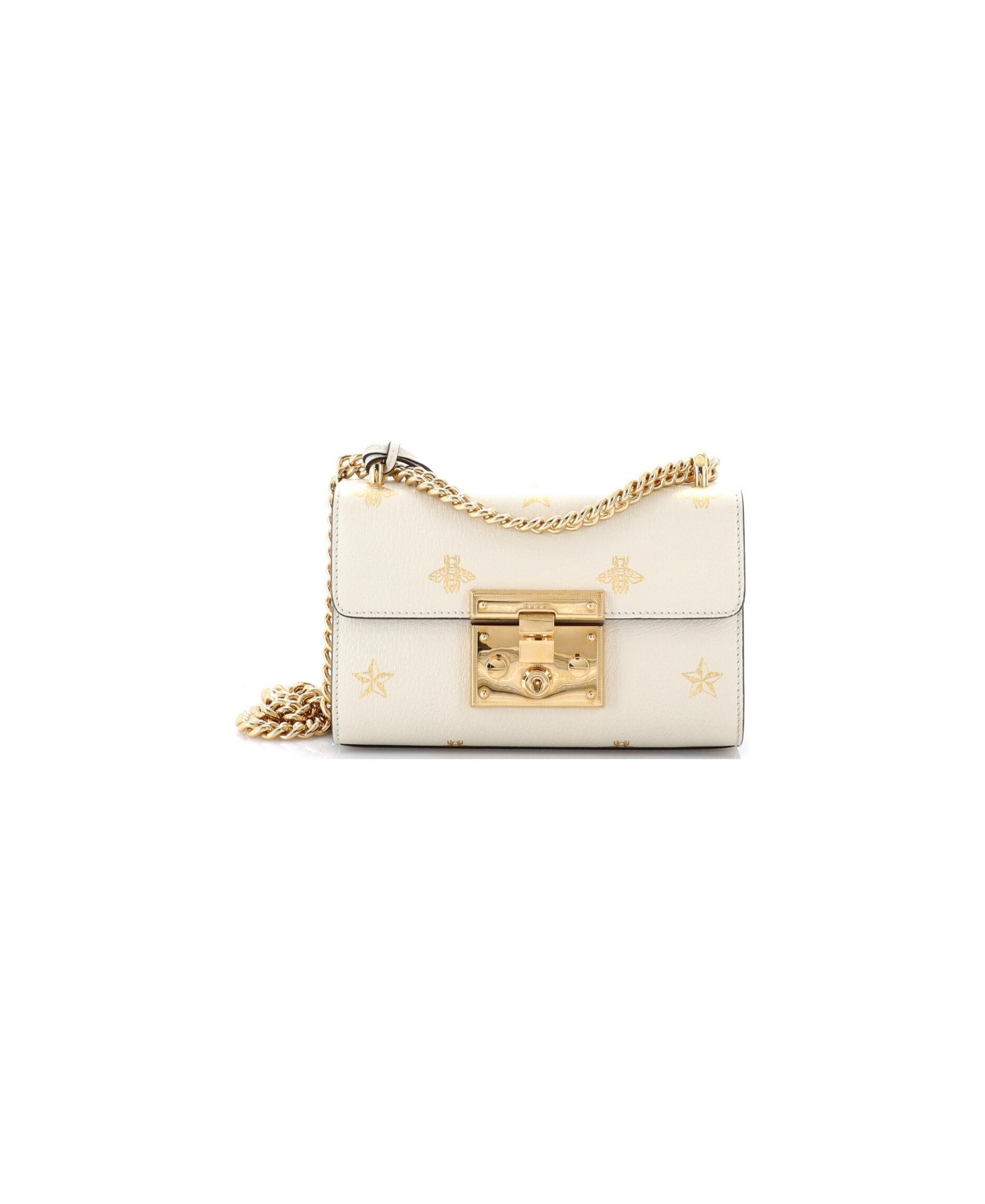 Pre-Owned Gucci Small Padlock Shoulder Bag Printed Leather - White