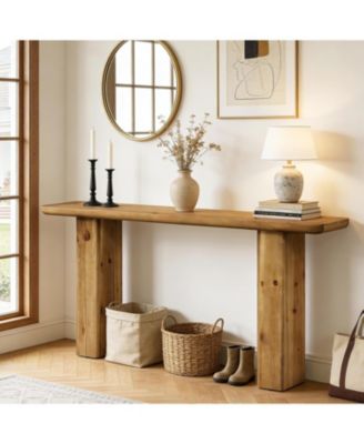 63 Inch Farmhouse Solid Wood Console Table