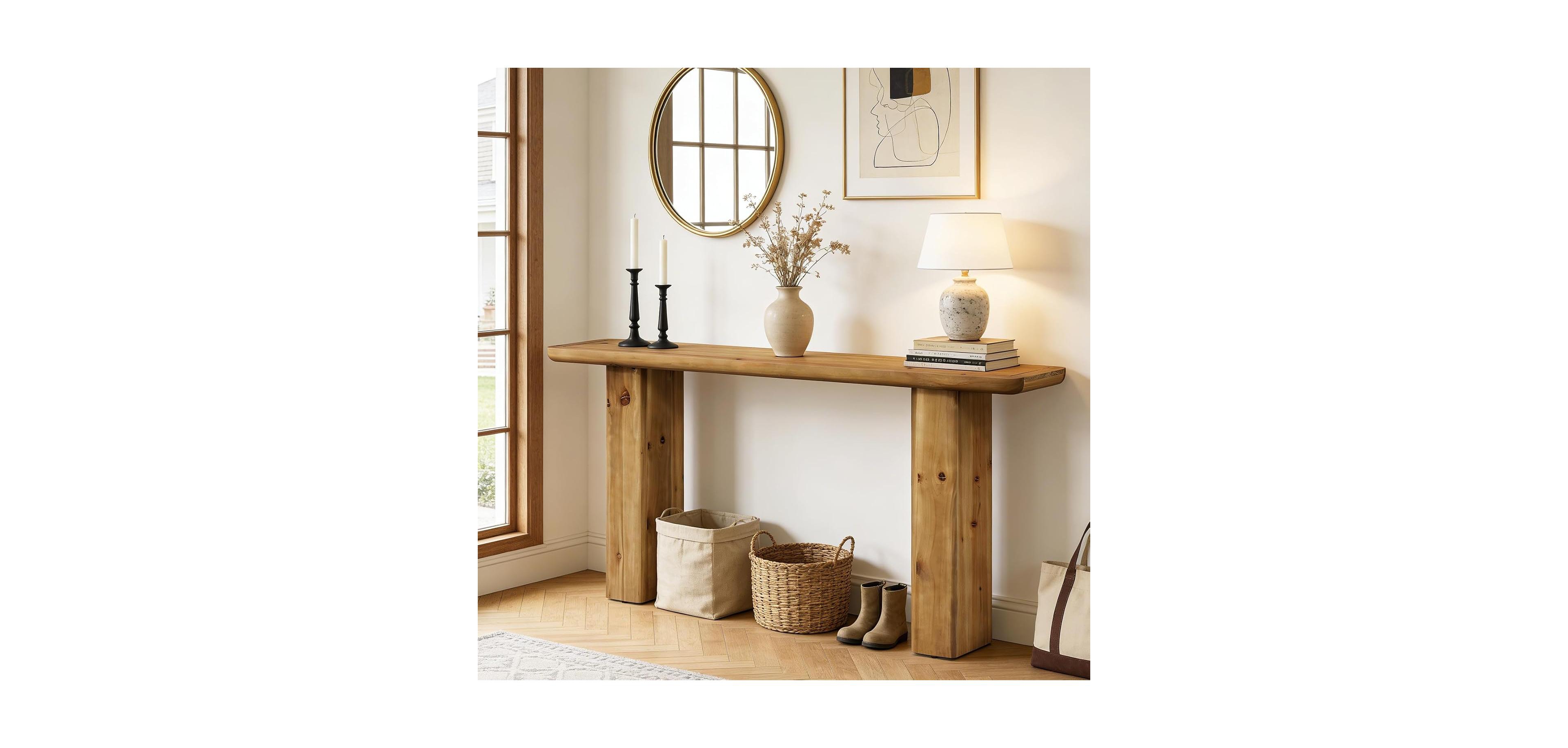 Tribesigns 63 Inch Farmhouse Solid Wood Console Table