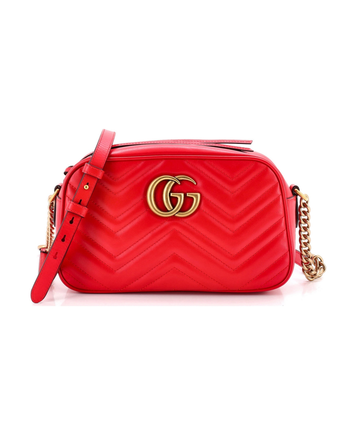 Pre-Owned Gucci Small Gg Marmont Shoulder Bag Matelasse Leather - Black