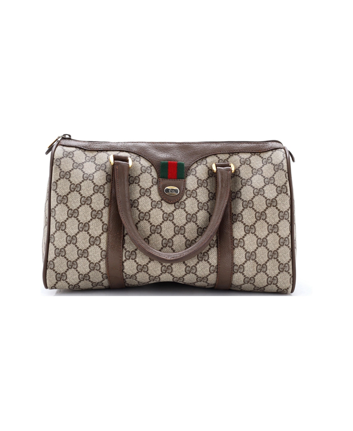 Pre-Owned Gucci Medium Vintage Interlocking G Boston Bag Gg Coated Canvas - Brown