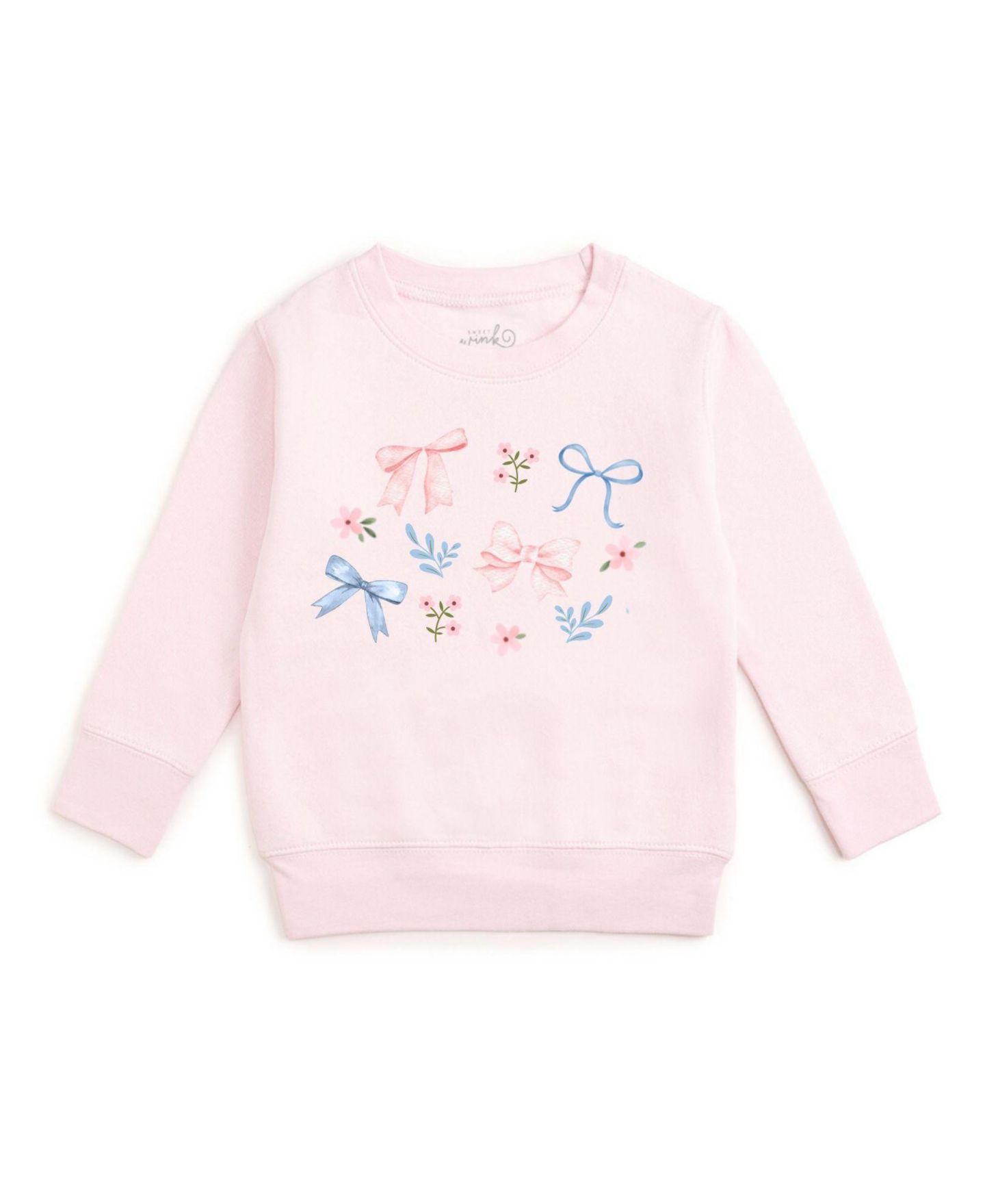 Толстовка Sweet Wink Floral and Bow Watercolor Crewneck для девочек, цвет: Розовый — фото 1