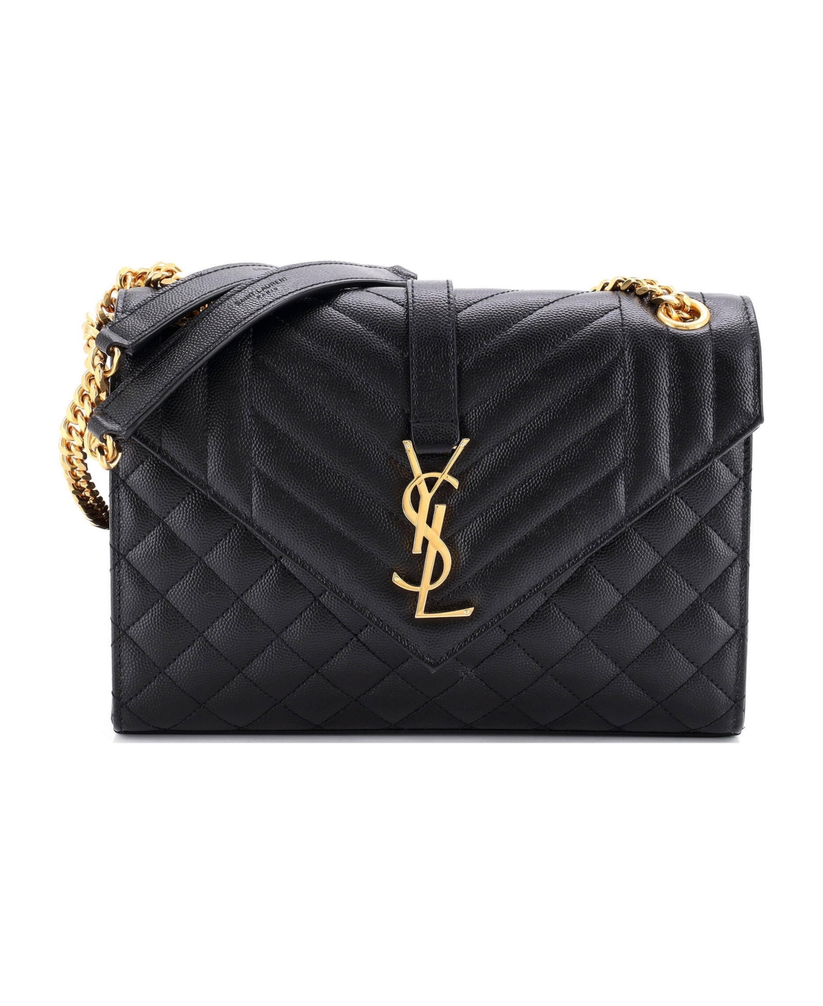 Pre-Owned Saint Laurent Medium Classic Monogram Envelope Satchel Mixed Matelasse Leather - Black