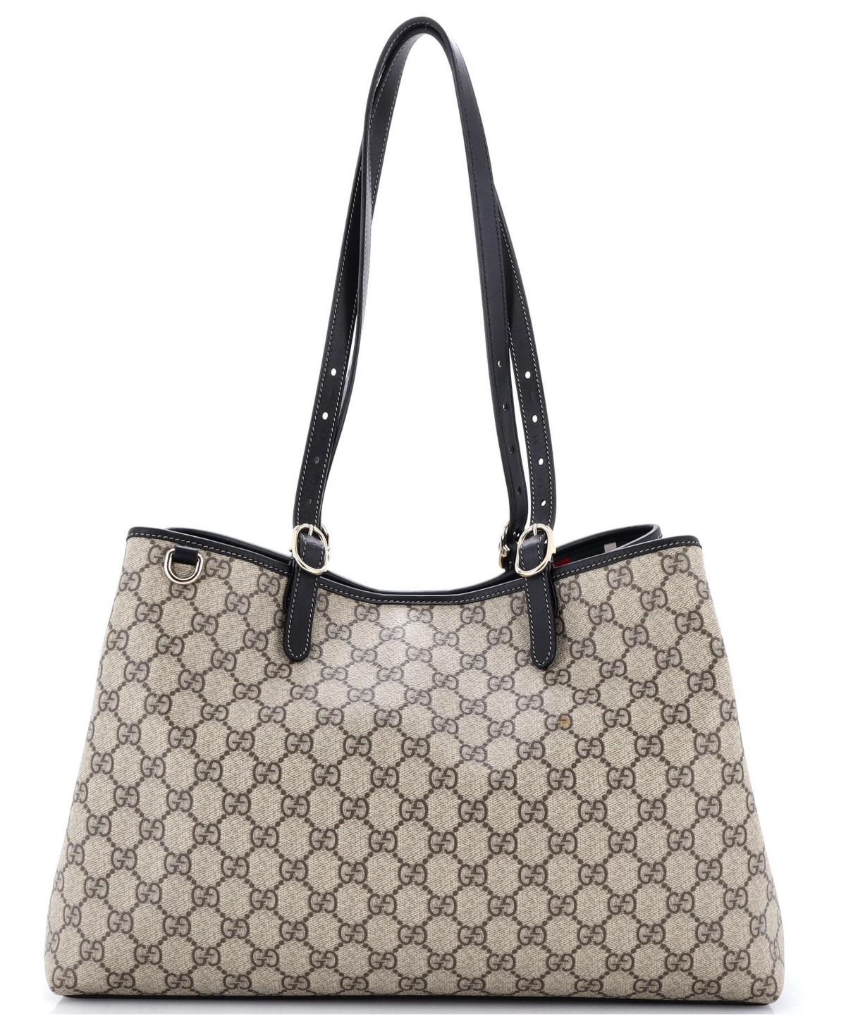 Pre-Owned Gucci Large Emblem Canvas Coated Laptop Tote - Brown