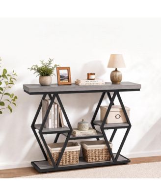 39.4" 3 Tier Console Table, Entryway Sofa Table with Open Shelves