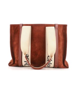 Medium Woody Tote Suede with Canvas