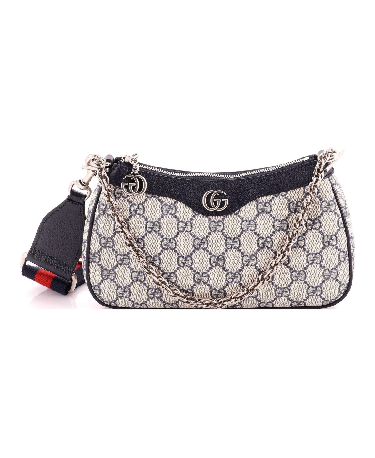 Pre-Owned Gucci Small Ophidia Charm Shoulder Bag Gg Coated Canvas - Blue