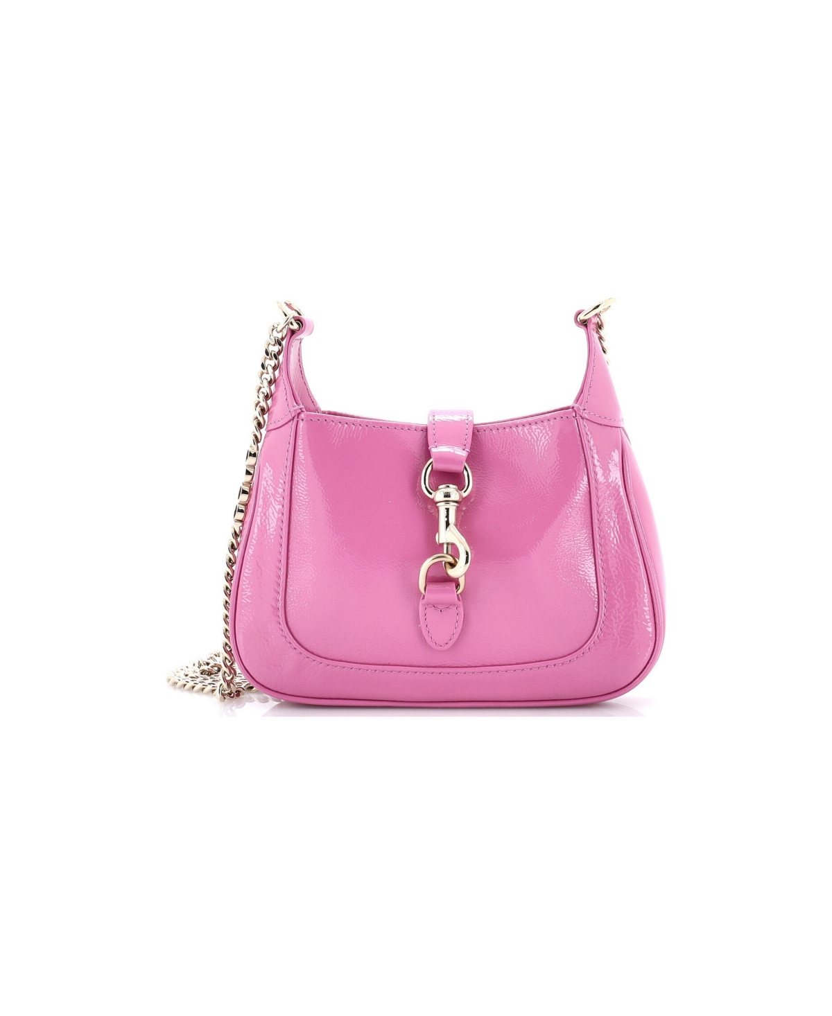 Pre-Owned Gucci Mini Jackie Notte Chain Hobo Patent - Pink