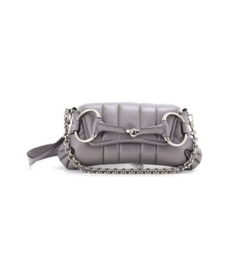Small Horsebit Chain Shoulder Bag Vertical Quilted Leather