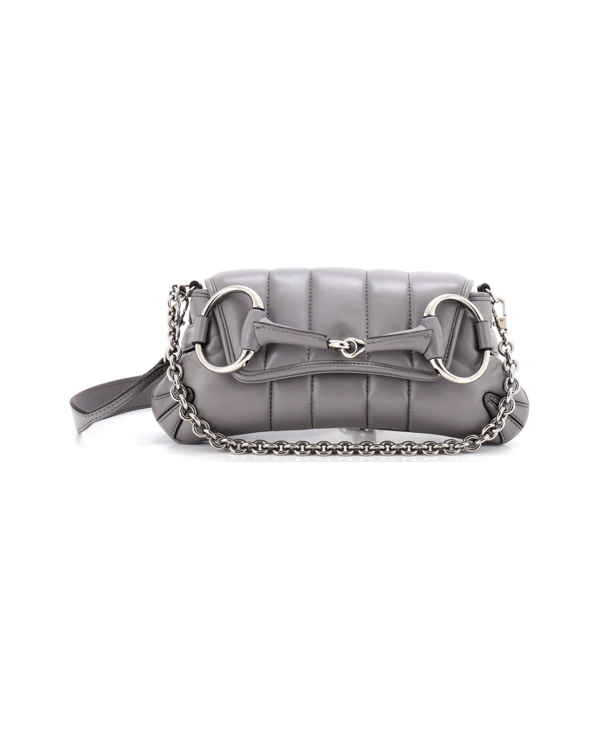 Pre-Owned Gucci Small Horsebit Chain Shoulder Bag Vertical Quilted Leather - Black