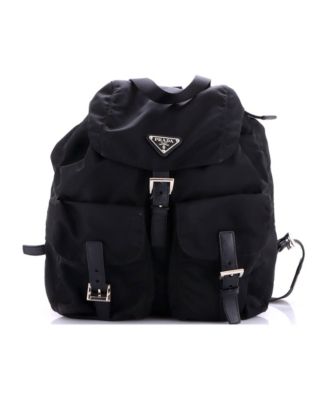 Medium Vela Double Front Pocket Backpack Tessuto with Saffiano Leather