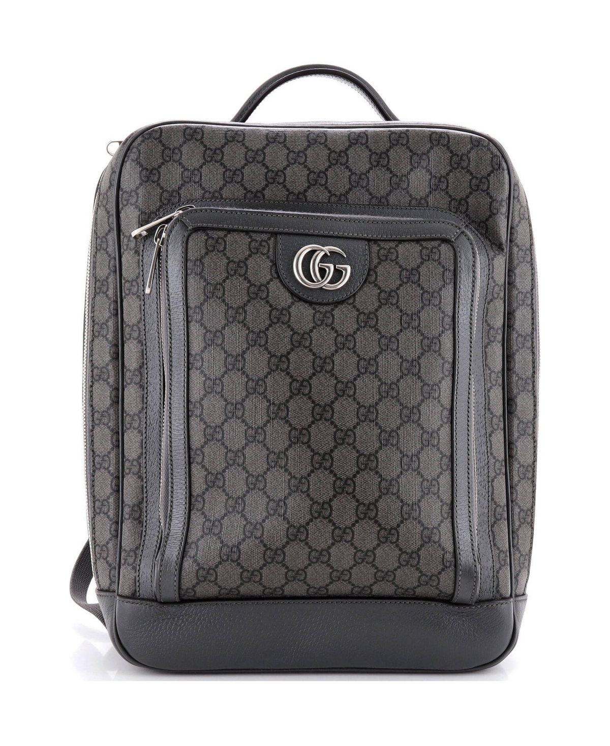 Pre-Owned Gucci Medium Ophidia Front Zip Pocket Backpack Gg Coated Canvas - Grey