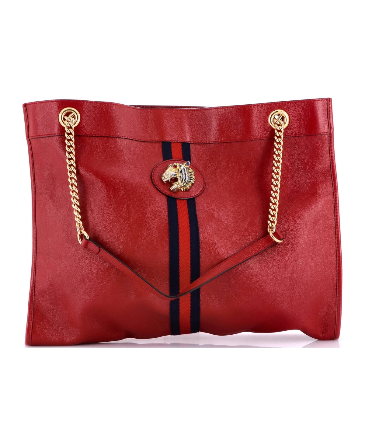 Pre-Owned Gucci Large Rajah Chain Tote Leather - Red