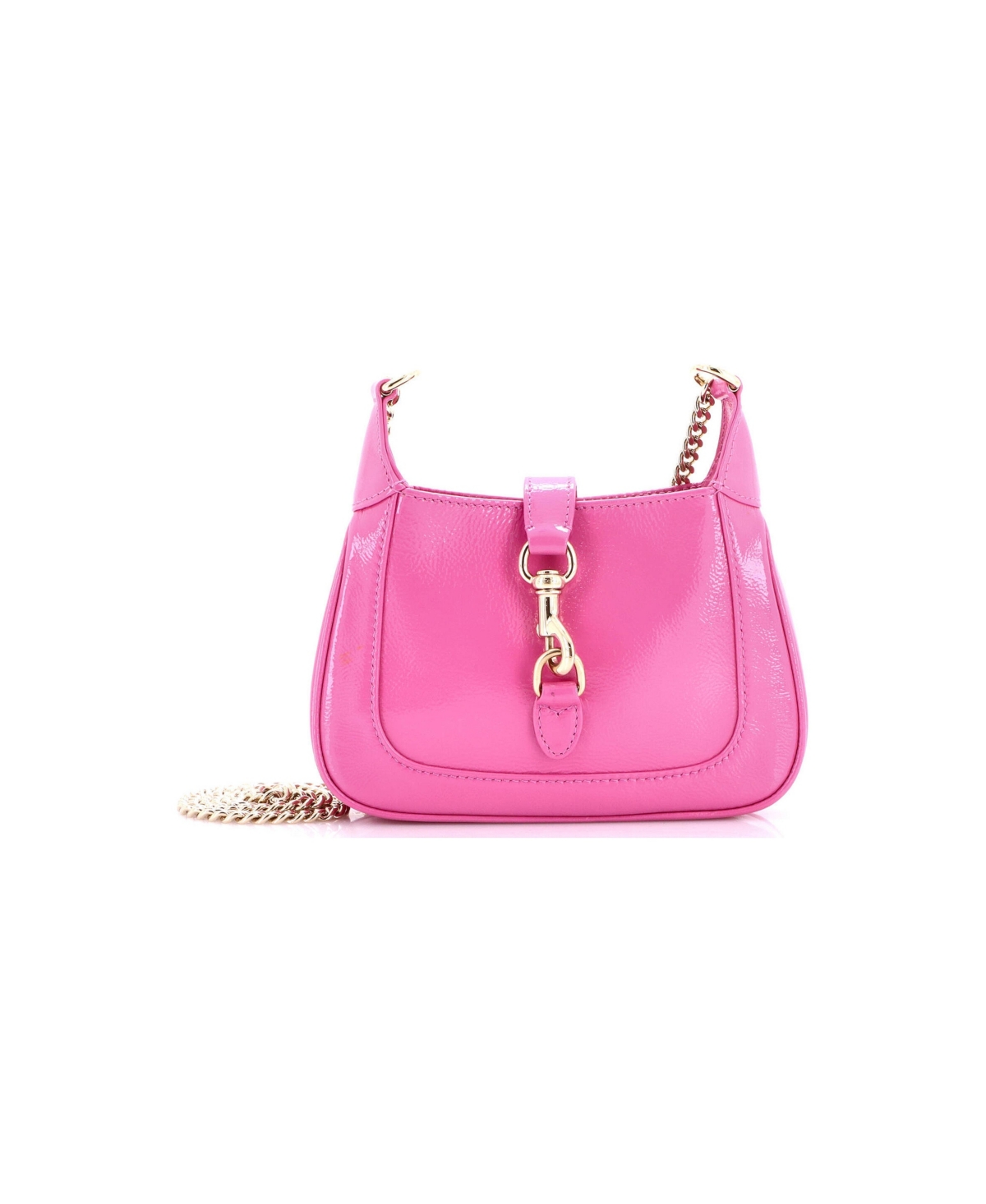 Pre-Owned Gucci Mini Jackie Notte Chain Hobo Patent - Pink
