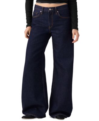 Premium Women's Teardrop Wide-Leg Mid Rise Non-Stretch Jeans