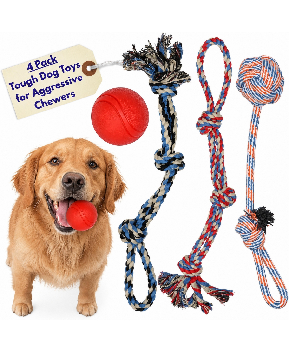 Magicorange Durable Dog Rope Toys For Aggressive Chewers Large Breed Tug Of War Fetch