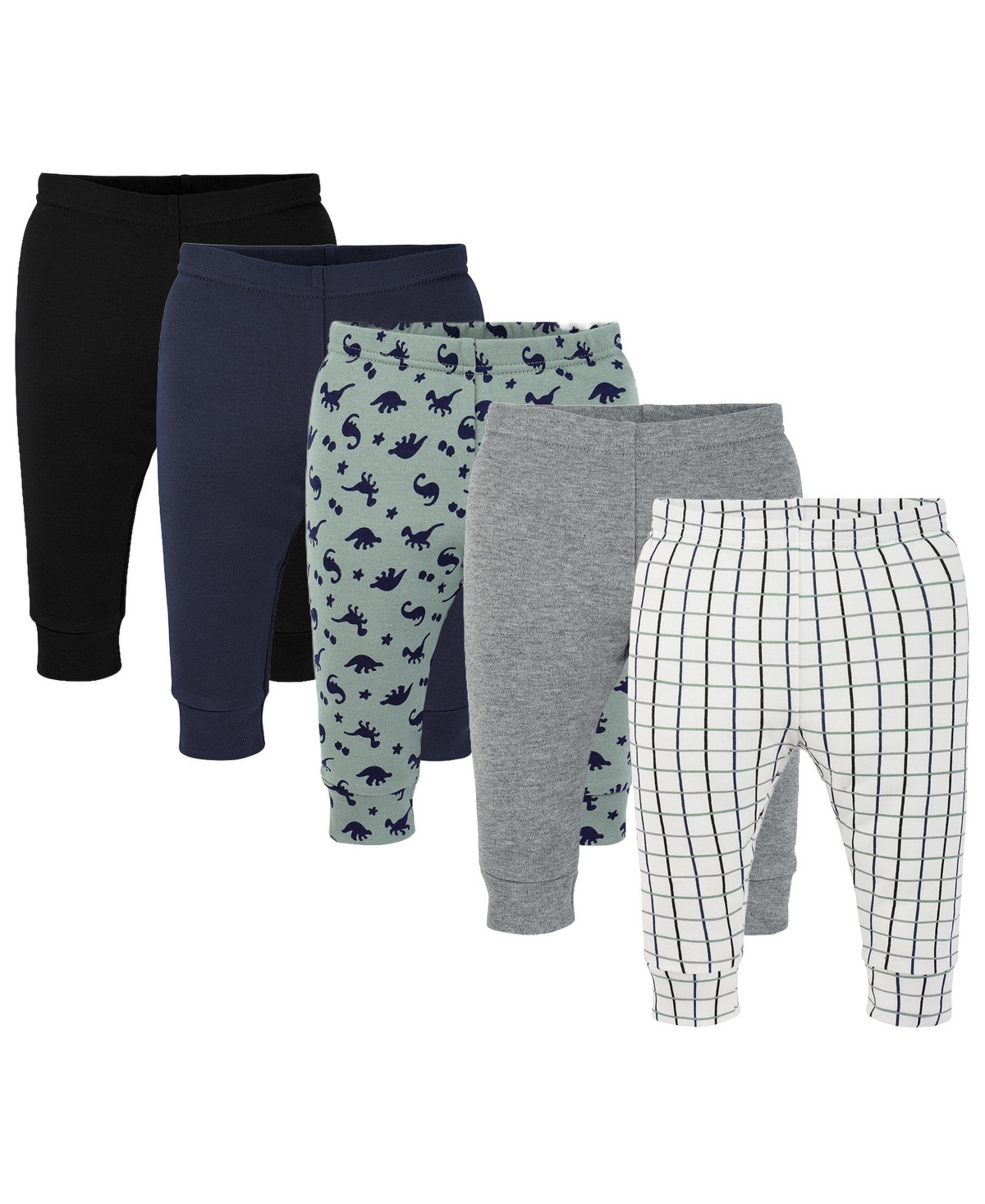 The Peanutshell Baby Boys' Camo Dino Pull-On Cotton Pants, 5-Pack - Assorted Pre-Pack