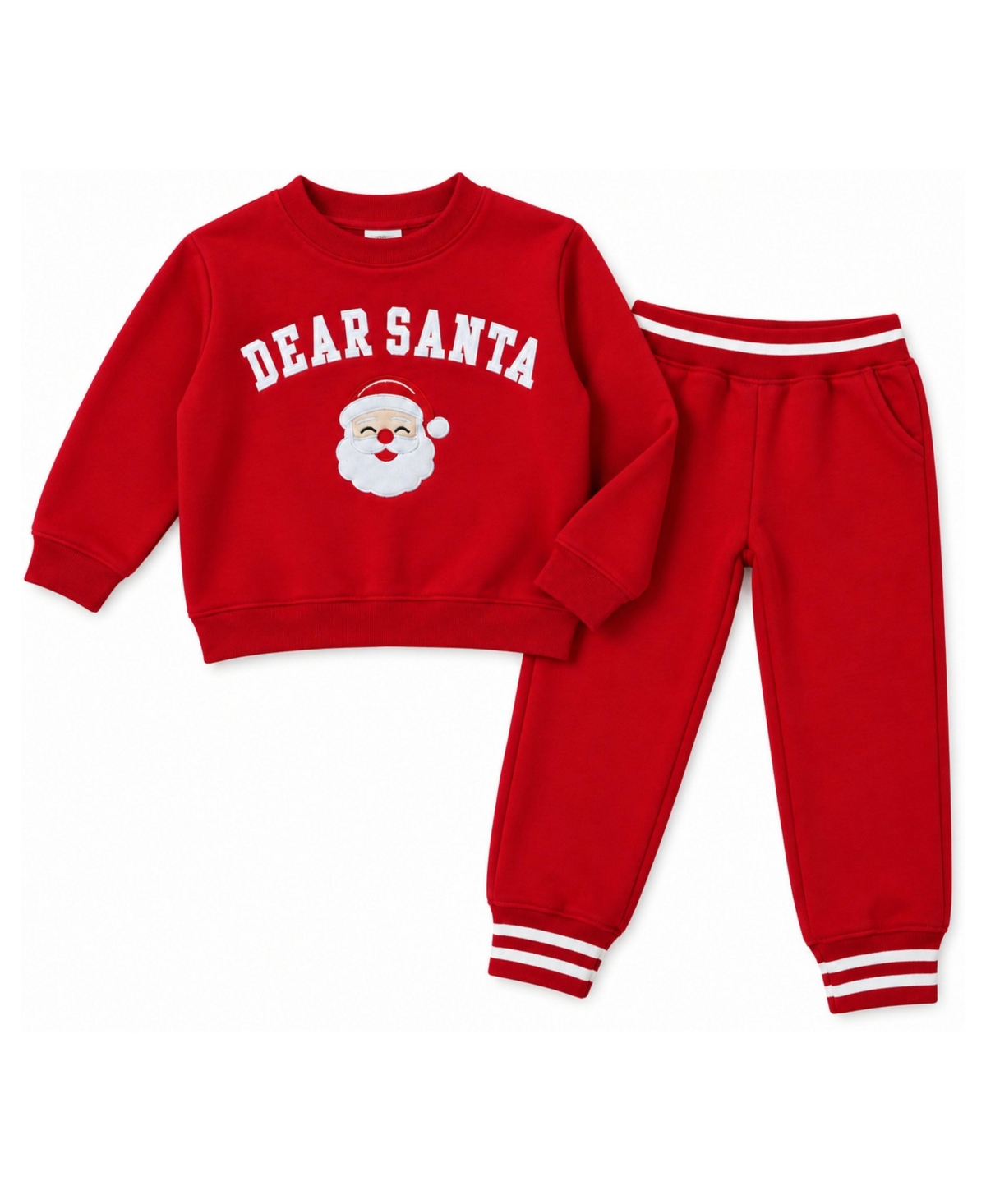 Bits & Bows Boys' and Girls' Dear Santa Cotton Holiday Sweatshirt Joggers, 2-Piece Set