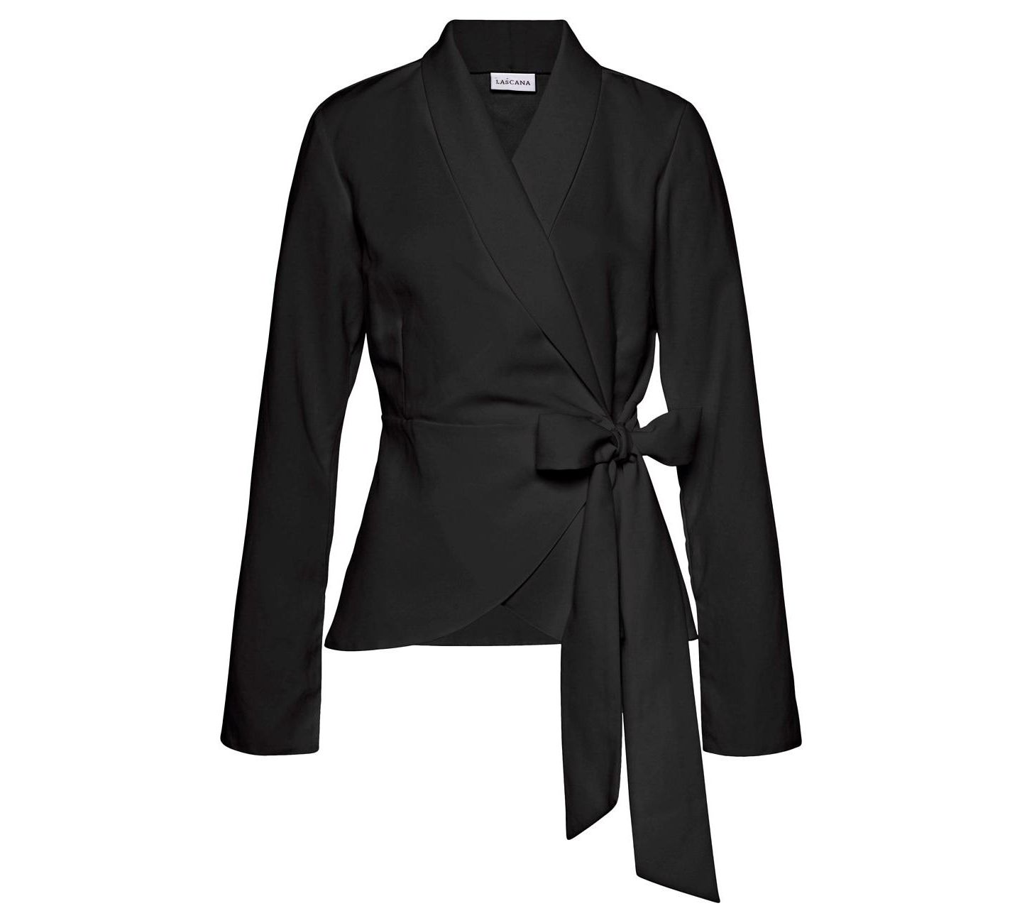 Женская блузка Lascana Wrap Lapel-Collar Long-Sleeve, цвет: Чёрный — фото 4