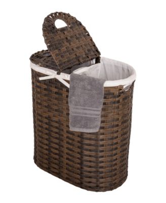 Handwoven Oval Double Laundry Hamper