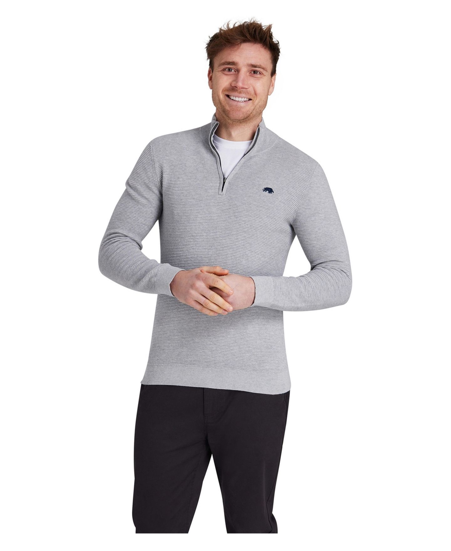 Мужской свитер Raging Bull Ribbed Quarter-Zip, цвет: Серый — фото 1