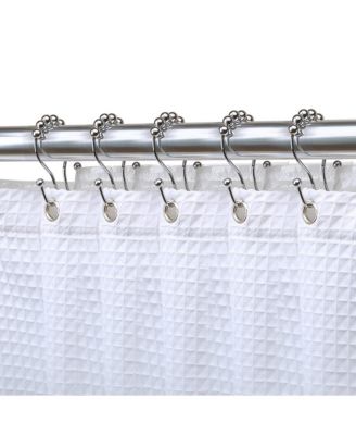 Rust-Proof Stainless Steel Double Shower Curtain Hooks with Smooth Rolling Balls for Bathroom - Set of 12
