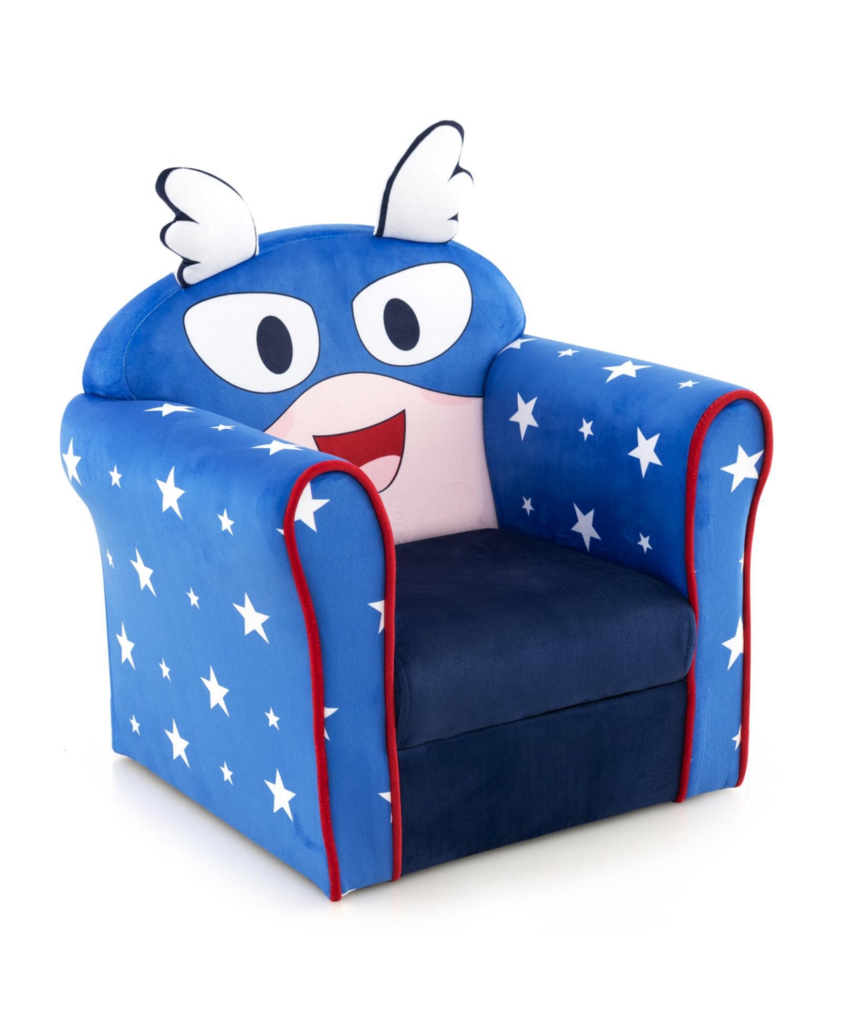 Mecale Toddler Sofa Chair with Beechwood Legs and 3.5 in Thick Cushion - Blue