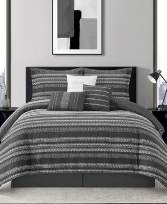 Issa Stripe 7-Piece Comforter Set, Queen