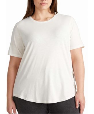 Plus Size Tee Rex Semi-Sheer Crewneck Curved Hem T-Shirt