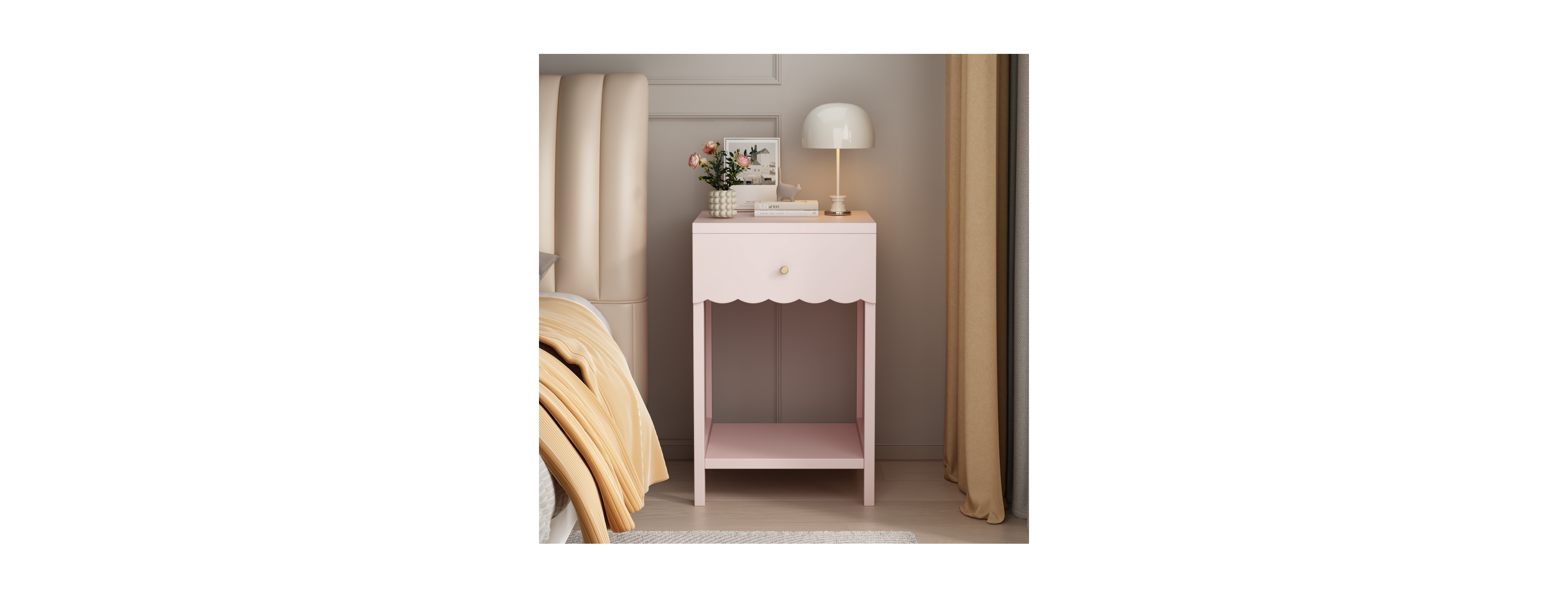 Streamdale Furniture Modern Scalloped Nightstand with Drawer