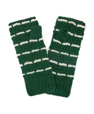 Women's Adirondack Artisan Hand-Knit Striped Fingerless Wool Mittens